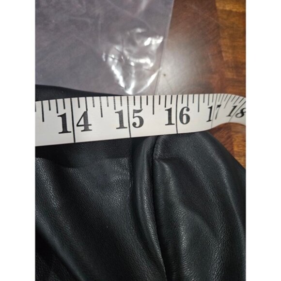 Vintage Express Black Faux Leather Novelty Gold Button Jacket Size M Vegan - Picture 3 of 4